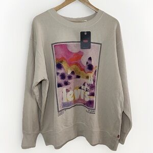 Levis Sweatshirt Pullover Tan Graphic Crewneck Women’s Plus Size 1X NWT